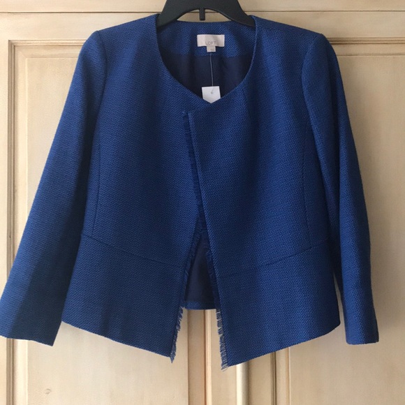 Ann Taylor Loft blue open front jacket-size 4 - Picture 2 of 5